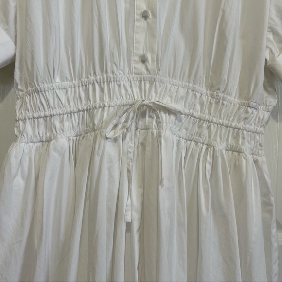 J. Crew Elena Shirt-Dress Short-Sleeve Smocked Waist White Cotton Poplin Size 12 - Picture 6 of 16